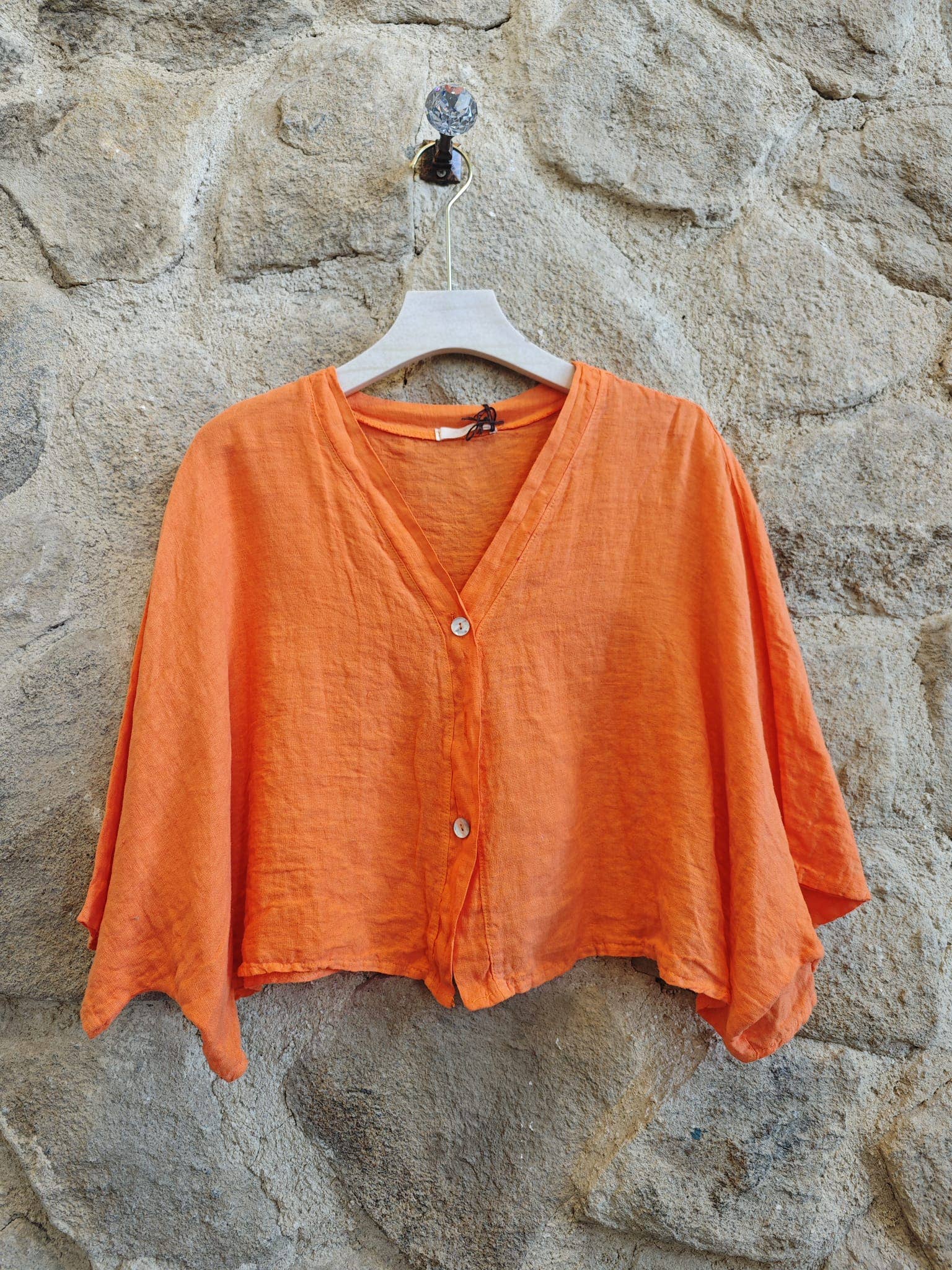 Linen & More - Wholesale Blouse - Dames - Kortelastische blouse met korte mouwen van 100% linnen12