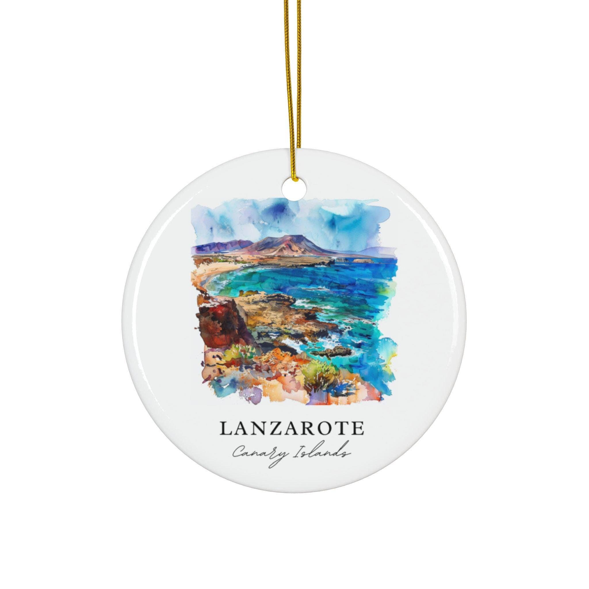 Premium Travel Art – Ornamento por atacado – Ornamento de Lanzarote: Souvenir Único de Lanzarote, Decoração de Lanzarote e Presente de Natal Autêntico das Ilhas Canárias0