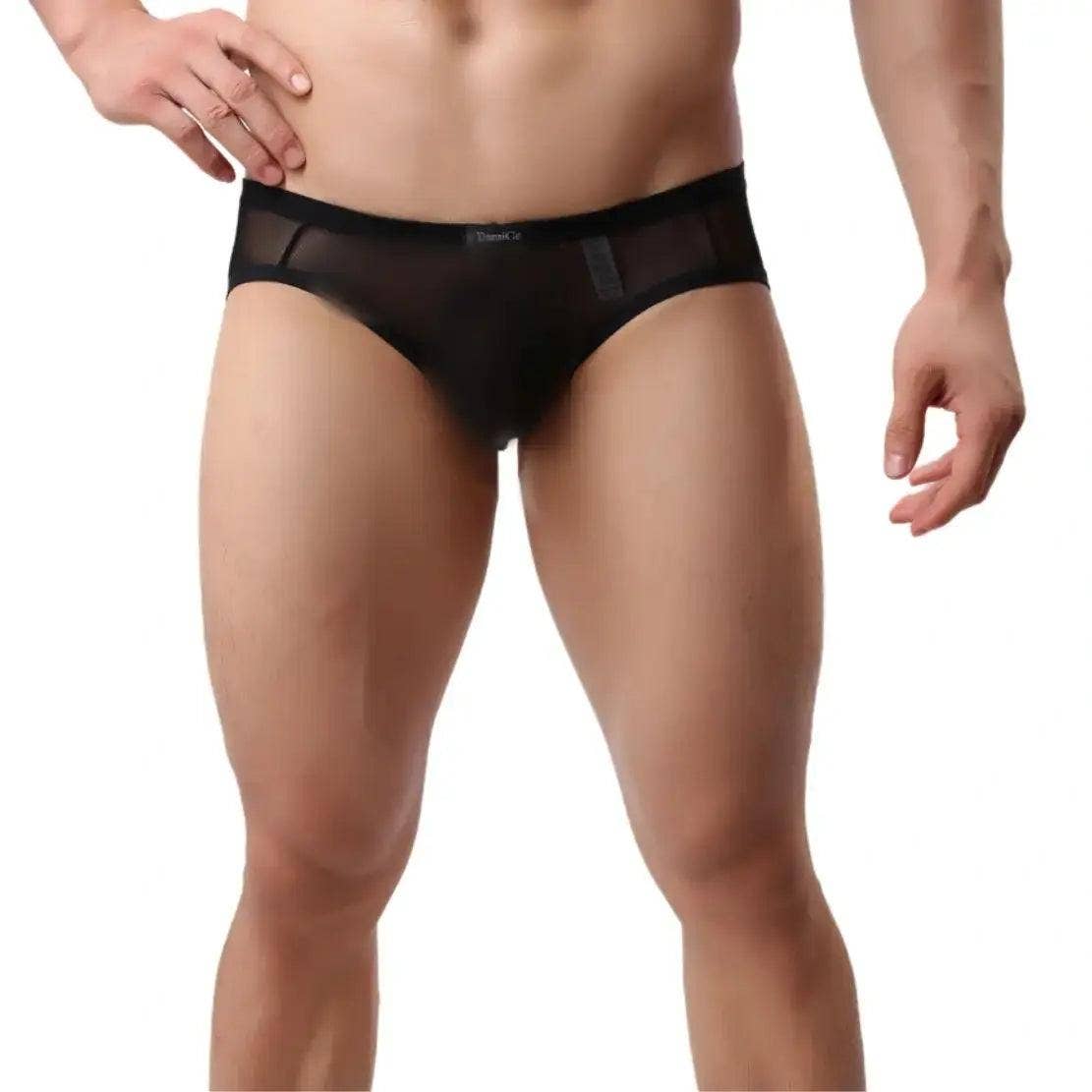DomiGe - Vente Sous-vêtements – homme - Slips transparents pour hommes avec logo, ceinture élastique et pochette profilée, sous-vêtements masculins5
