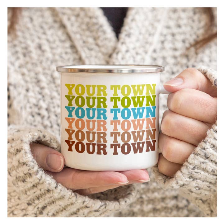 Rock Scissor Paper - Wholesale Coffee Mug - Personalized City Camp Mug - Supergraphics Repeat Name Drop