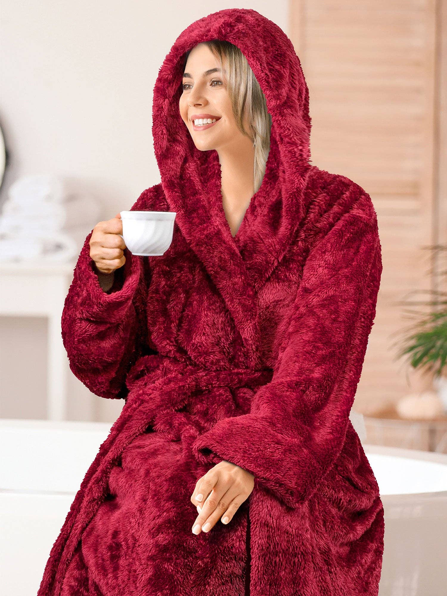 Pavilia - Wholesale Robe - Women's - Women's Sherpa Fluffy Robe with Hood59