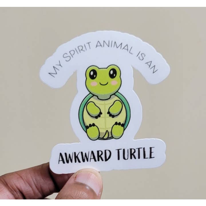 CraftdeeD - Wholesale Sticker - Mijn geestdier is een onhandige schildpadsticker | Laptop Stick