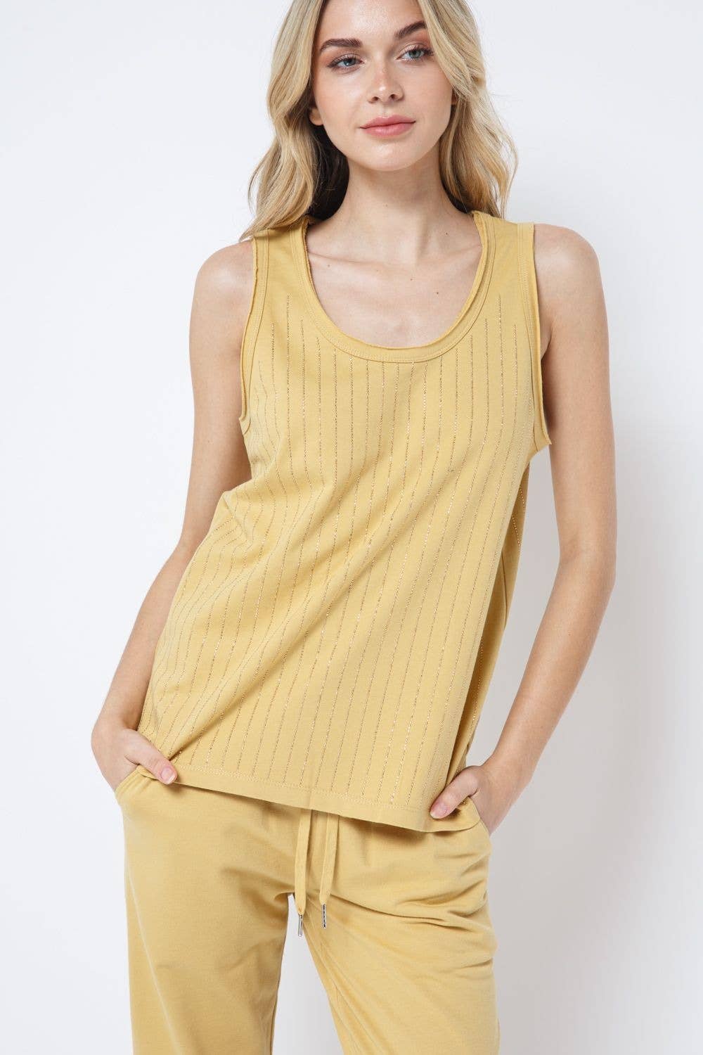 VOCAL - Vente Débardeur – femme - Haut sans manches à encolure dégagée, motif rayé Hotfix1