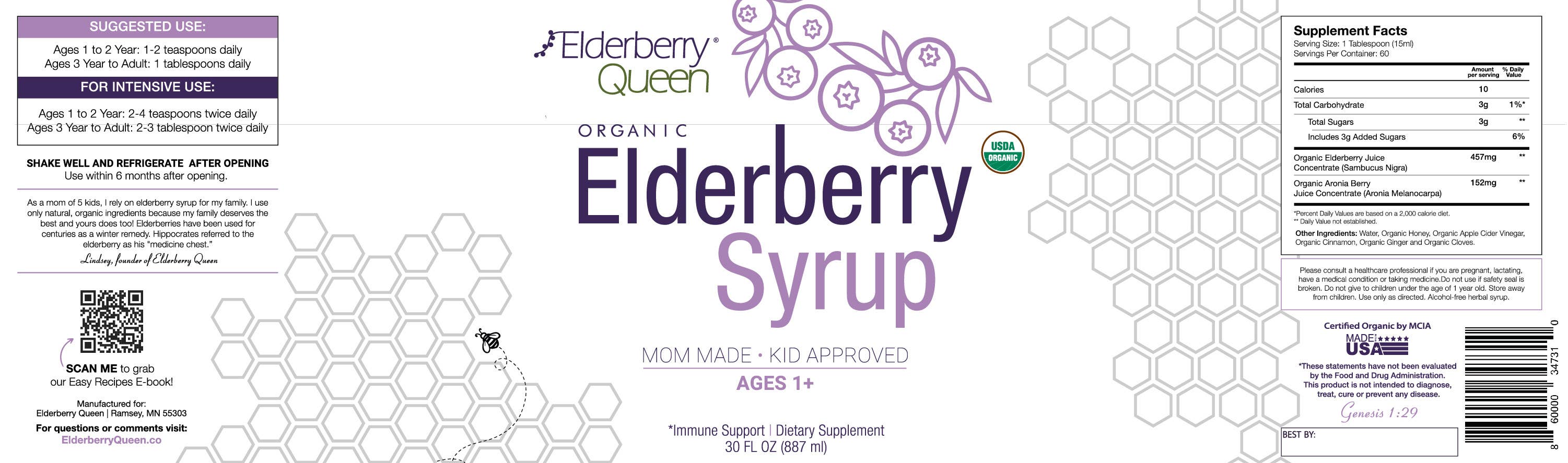 Elderberry Queen – Suplemento/vitamina oral por atacado – Xarope de Sabugueiro Biológico - 30oz10