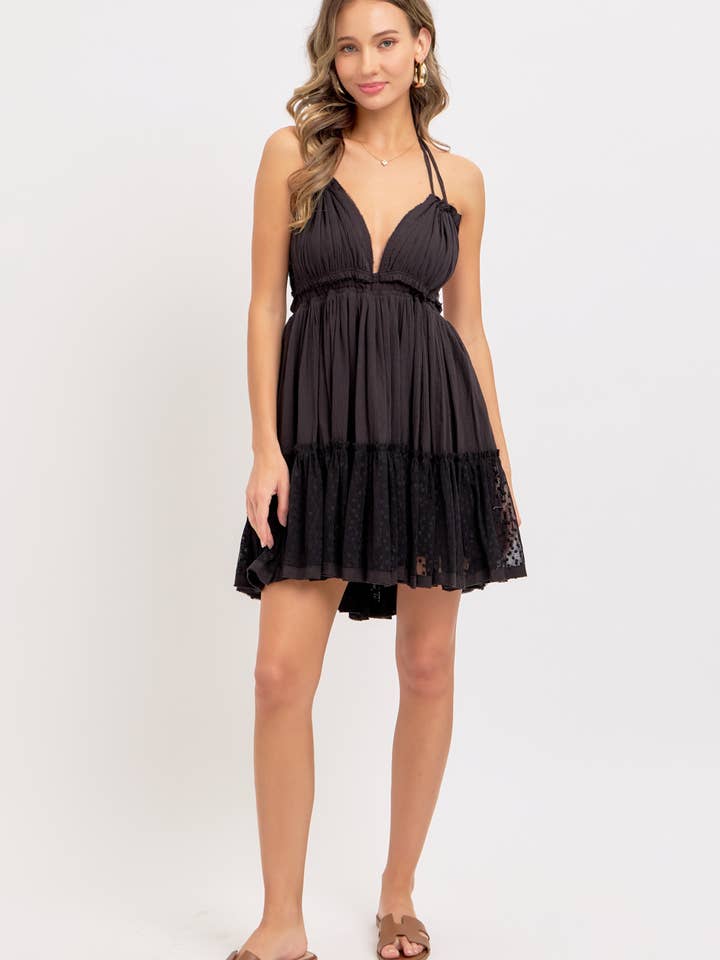 Sweet Lovely by Jen - Wholesale Dress - Women's - HALTER OPEN BACK BILLOWY MINI DRESS71