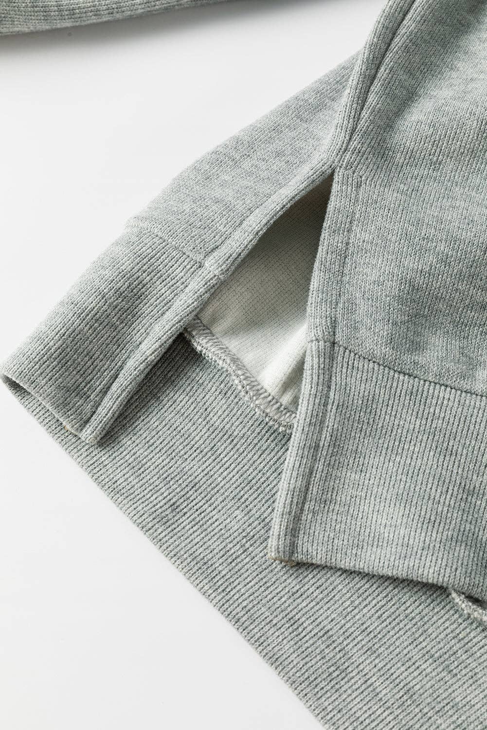 Customizable  Grey Side Split Drop Shoulder Oversized Sweatshirt for wholesale on Faire9