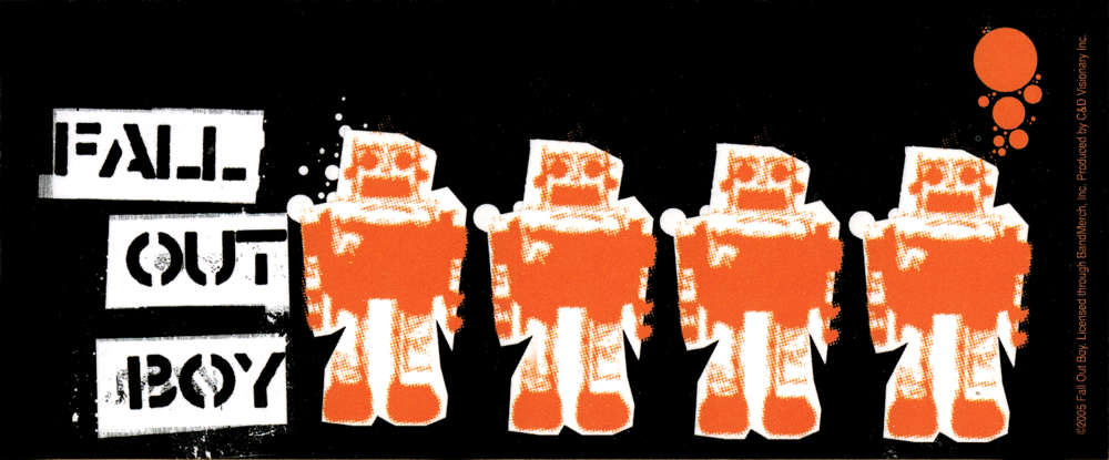Square Deal Recordings & Supplies – Engroshandel Klistermærke – Klistermærke - Fall Out Boy - Robots Logo På Sort0