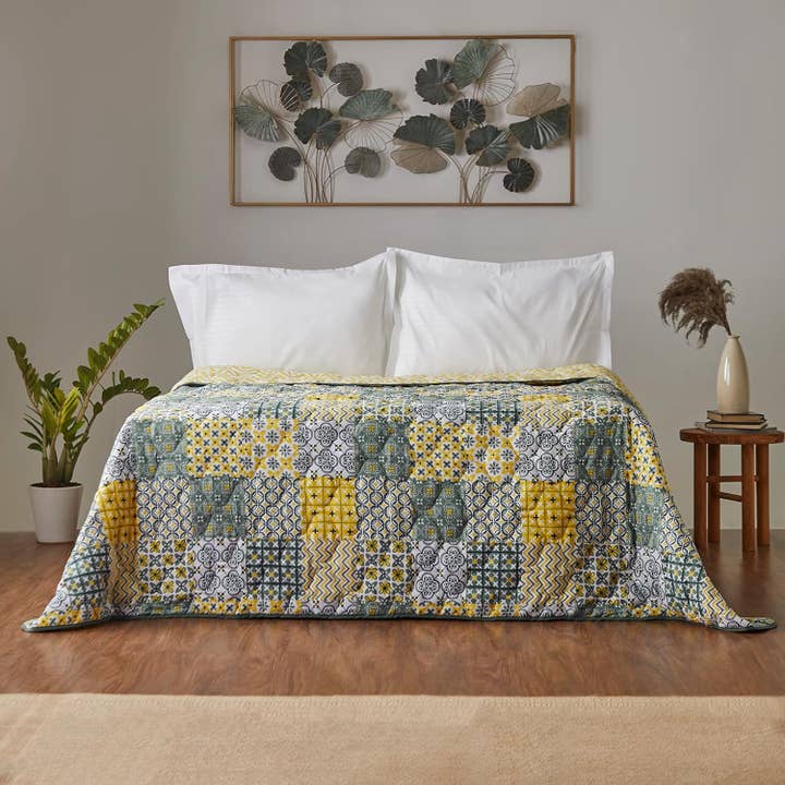 Chumbak Egypt Patchwork Yellow Comforter- Single Bed for wholesale by Chumbak