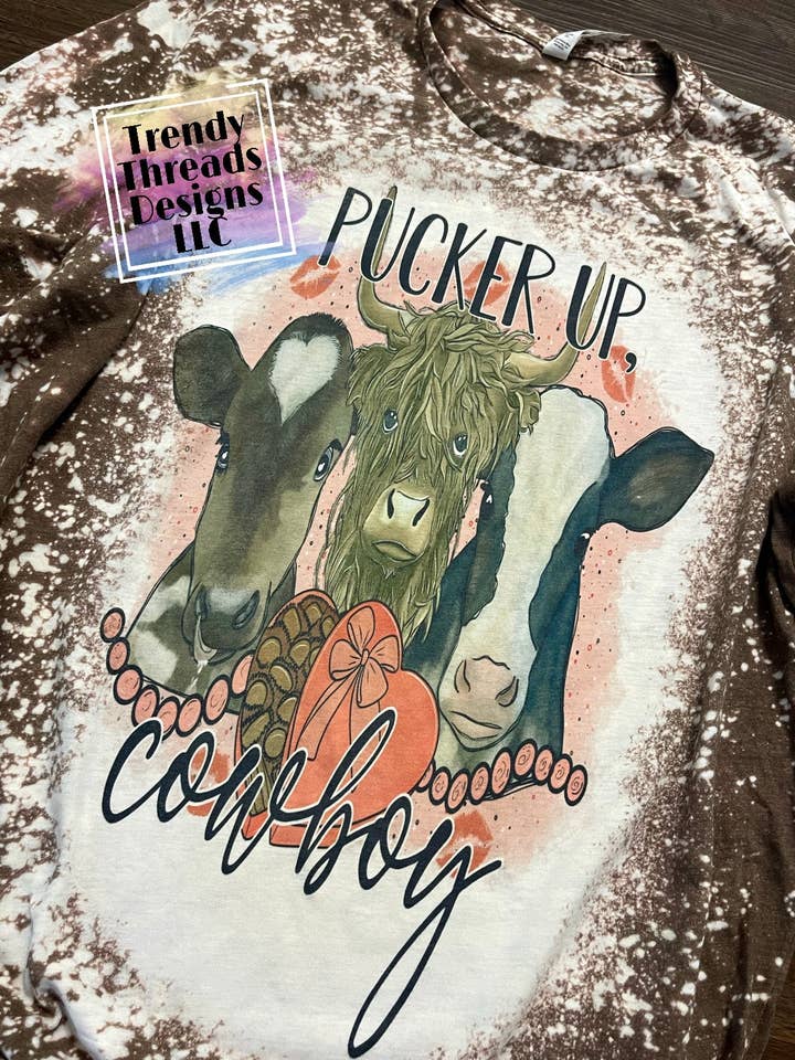 Pucker up cowboy shirt | Valentine shirt for wholesale by Trendy Threads Designs LLC