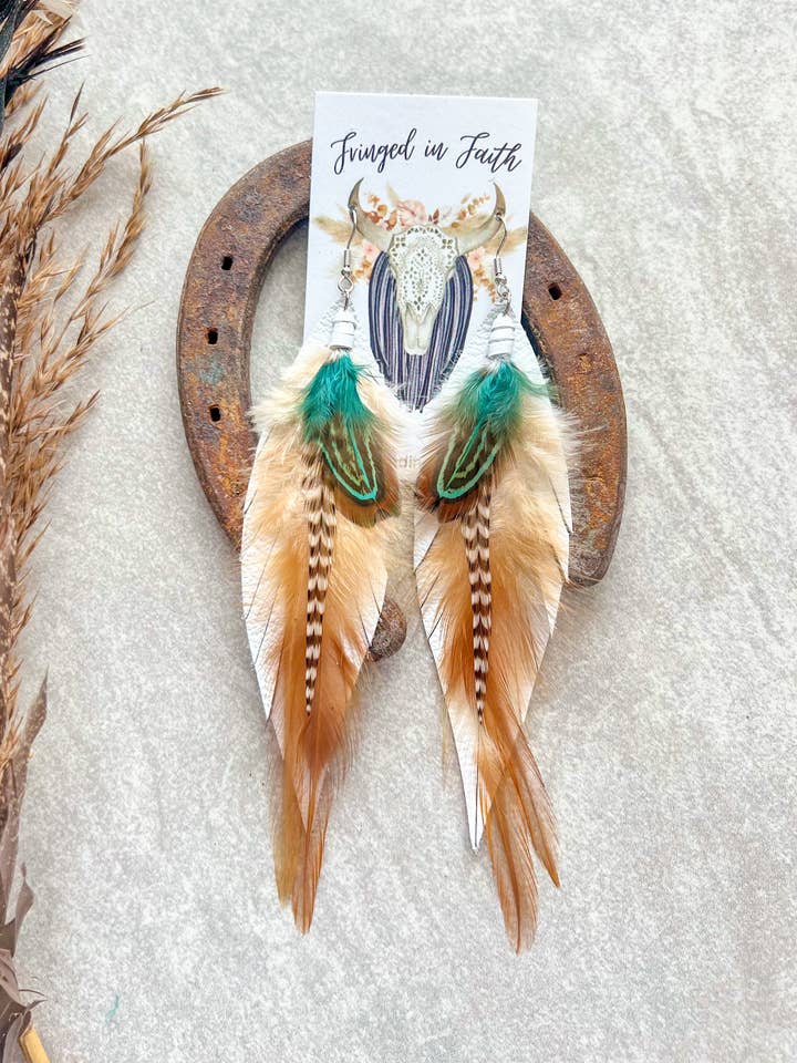 Kalispell Feather Earrings | White for wholesale by Fringed In Faith