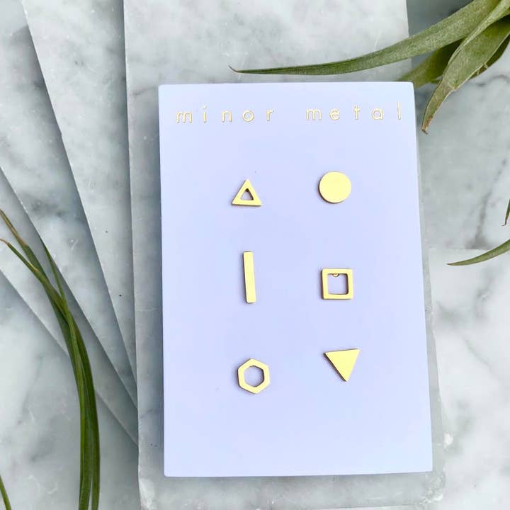 mismatched geometric stud set for wholesale by minor metal jewelry