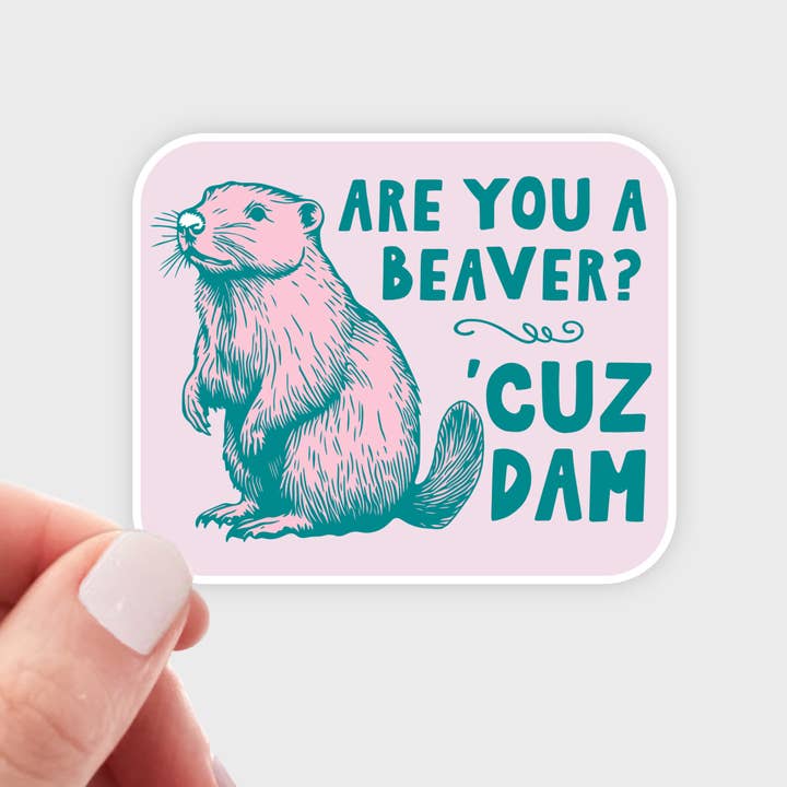 Are You a Beaver 'Cuz Dam Sticker - funny, animal, cute for wholesale by Yarnival