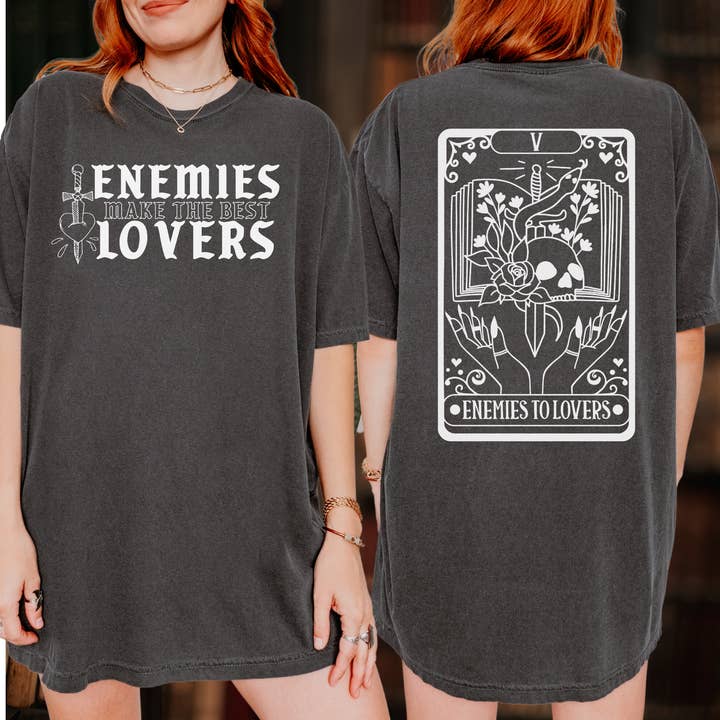 Enemies Make the Best Lover ( with Back Design) Bookish T-Shirt for wholesale by CrescentCatCo