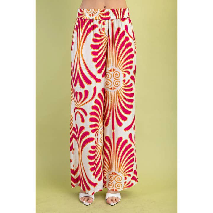 Bold Print Elastic Waistband Pants with Pockets for wholesale by BNS