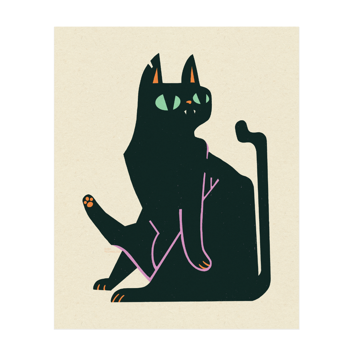Sara McCandless Illustration - Wholesale Art Print - Black Cat Print2