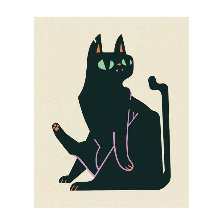 Sara McCandless Illustration - Wholesale Art Print - Black Cat Print2