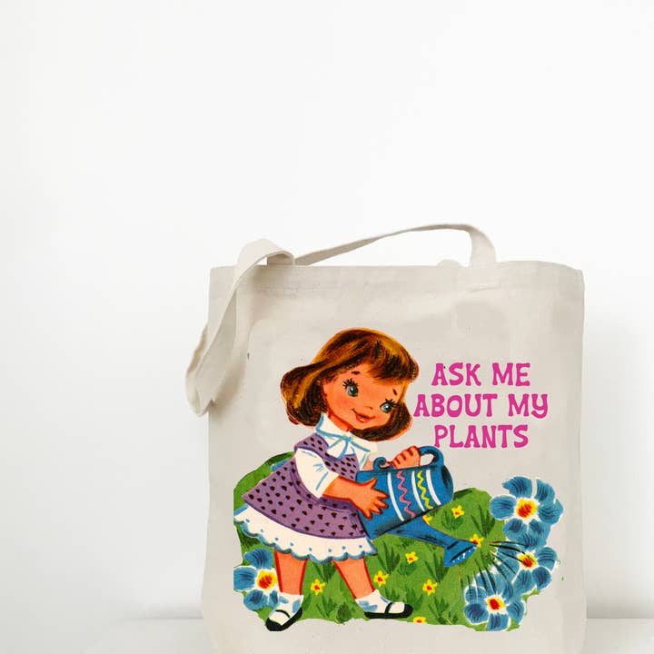 The Coin Laundry - Wholesale Tote bag – Women's - Ask Me About My Plants Tote - Funny Plant Lady Canvas Tote