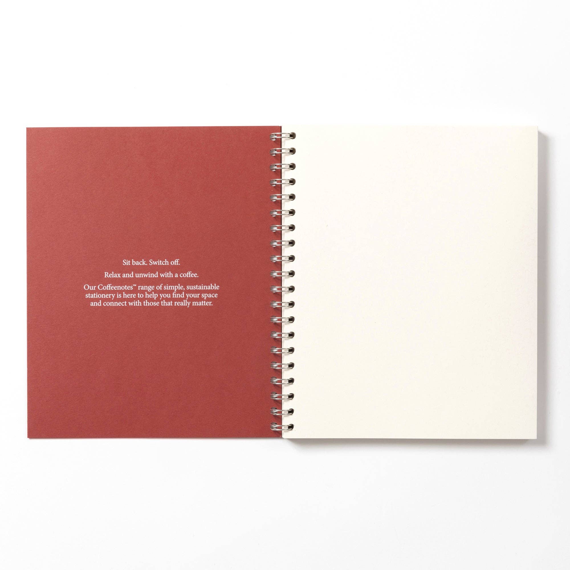 Coffeenotes – wholesale Notebook – Cherry Wirebound Notebook (Plain)1