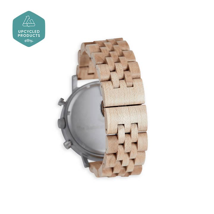 The Sustainable Watch Company - Wholesale Wrist Watch - Men's - The White Cedar - Chronograph Wood Watch - Handmade & Sustainable5