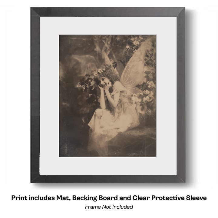 Mowbi - Wholesale Art print - Vintage Historic Photo Fairy with Frog Art Print - Fairies 8"x10" Artwork7