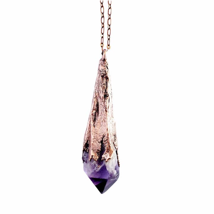 MergingMetals - Wholesale Pendant/Charm Necklace - Amethyst Elestial Wand Necklace