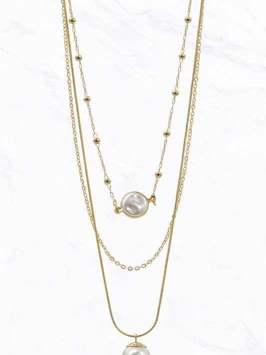 Multi-Layer Pearl Pendant Necklace for wholesale by Suzie Q USA