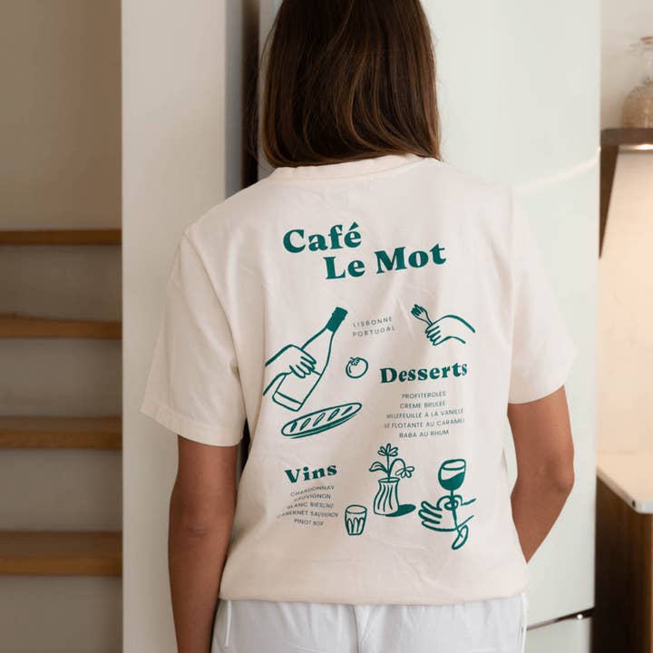 Café Le Mot T-shirt and other Purchase Wholesale mandelrose cafe am. Free Returns & Net 60 Terms on Faire trending on Faire.