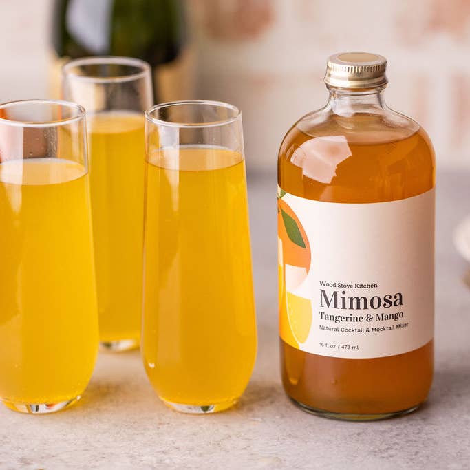Wood Stove Kitchen - Wholesale Cocktail Mix/Syrup - Mimosa Mixer w/ Tangerine & Mango for Cocktails and Mocktails, 16 fl oz