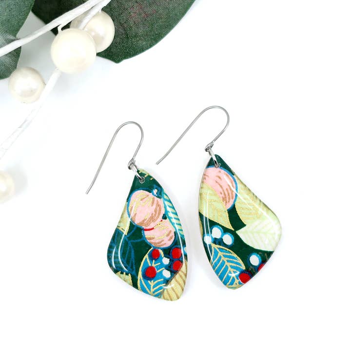 autumn + tree - Vente Boucles d'oreilles pendantes - Pendentifs en forme de feuilles et de fruits avec crochet en titane hypoallergénique6