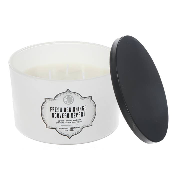 14Oz 3 Vekar Vit Burk Doftljus Frisk Början för wholesale av IH Casa Decor