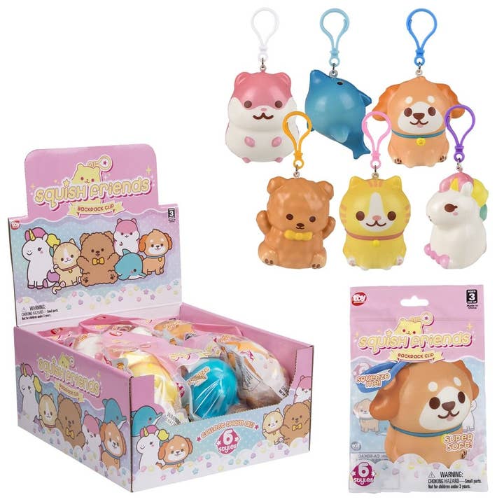 La Luna Bella - Toys - Wholesale Classic Toy - Kids - 3.25" Kawaii Animals Squish Backpack Clip- LLB Toys0
