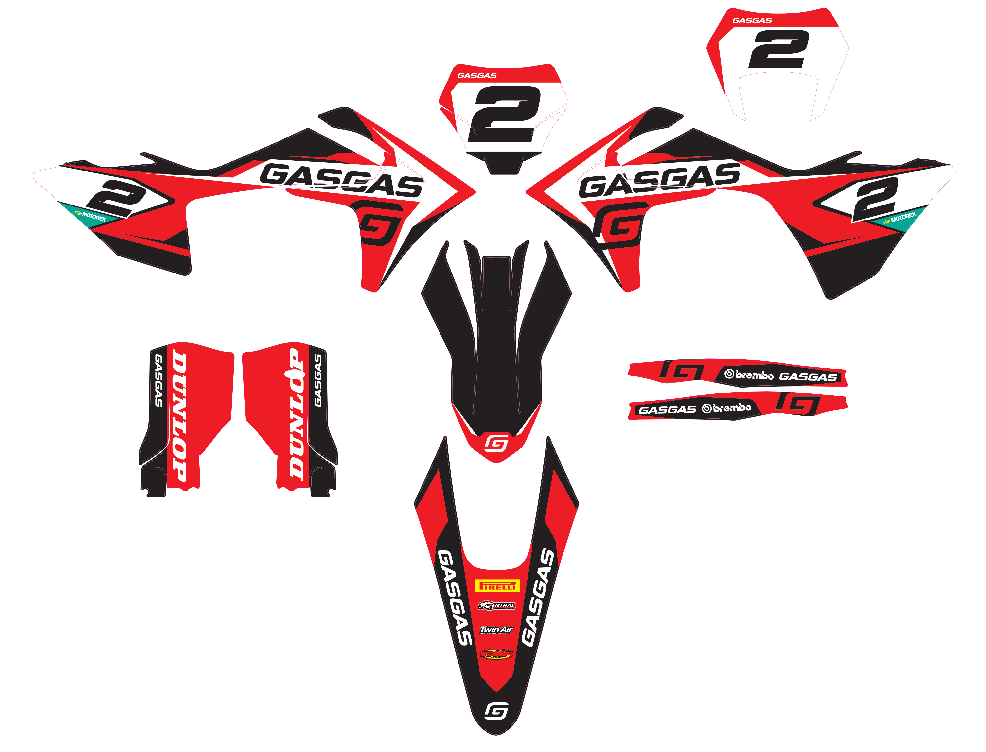 kover graphik - Wholesale Sticker - GasGas EC & MC 125 to 450 (2024–2025) decal kit – Racing Red / Black Design | Kover Graphik1