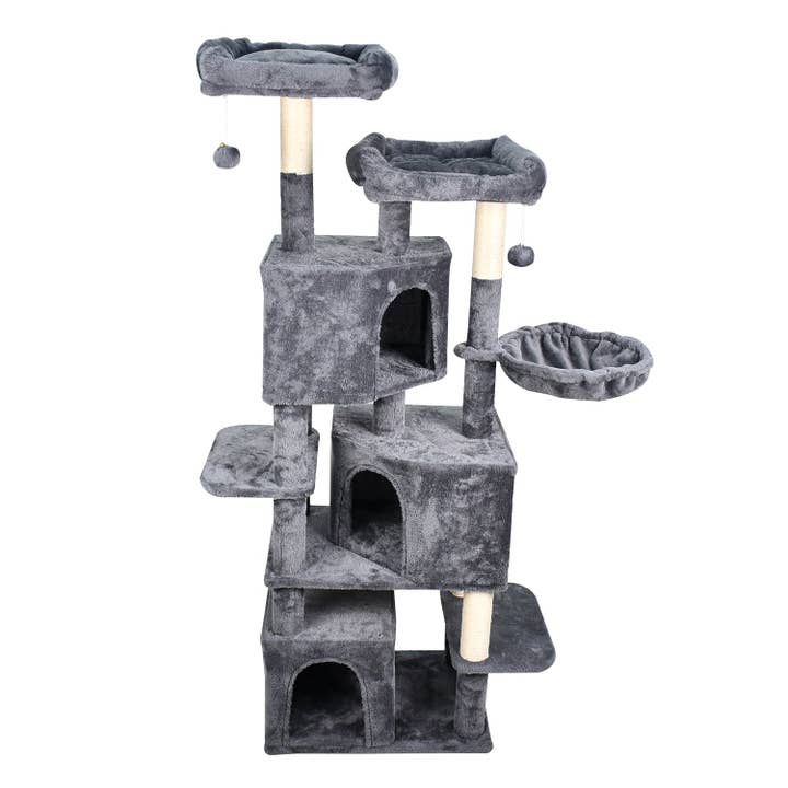 GOOPAWS Multi-Level 65-in Faux Fur Cat Tree & Condo, Dark Grey for wholesale by Jespet