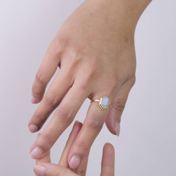 Baizaar - Wholesale Single Stone/Solitaire Ring - Brass Moonstone Solitaire Ring