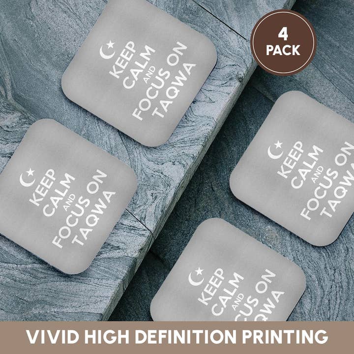 3dRose - Venta al por mayor Posavasos - 3dRose, Mantén la calma y concéntrate en Taqwa, Posavasos12