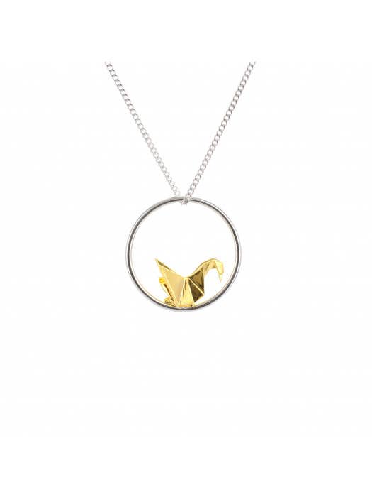 Swan korte cirkel ketting voor wholesale door Origami Jewellery