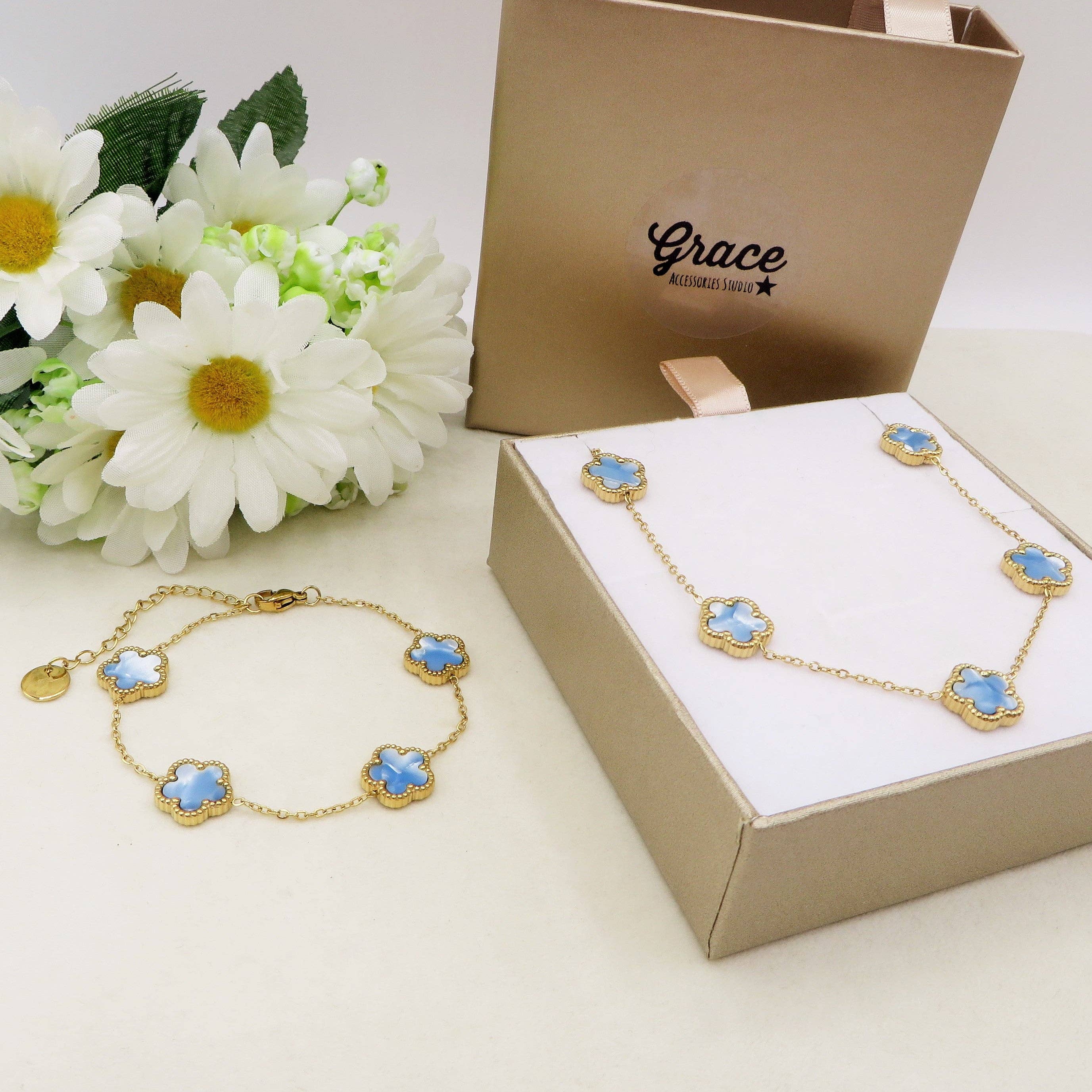 Daemon srls - Venta al por mayor Pulseras de abalorios/colgantes - LILY flores grandes en madreperla con acero inoxidable – brazalete con flores de madreperla3