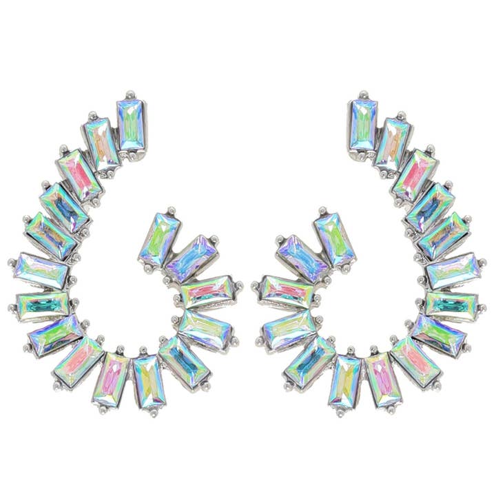 SP Sophia Collection - Wholesale Dangle Earrings - Baguette Cut Crystal Gemstone Swirl Drop Earrings7