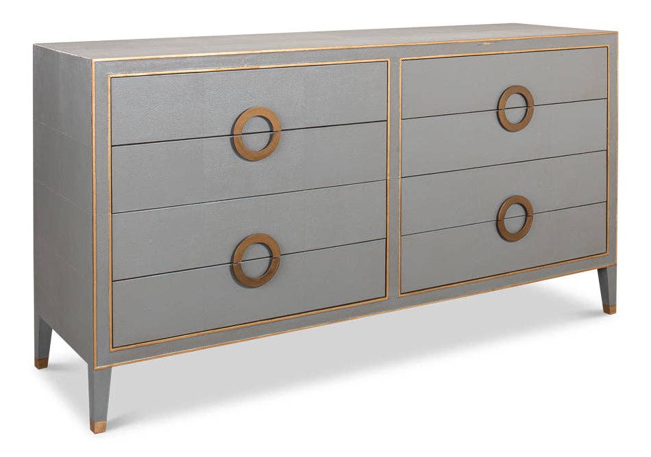 LOOMLAN - Wholesale Cabinet - Gabriella Shagreen Leather Grey Chest