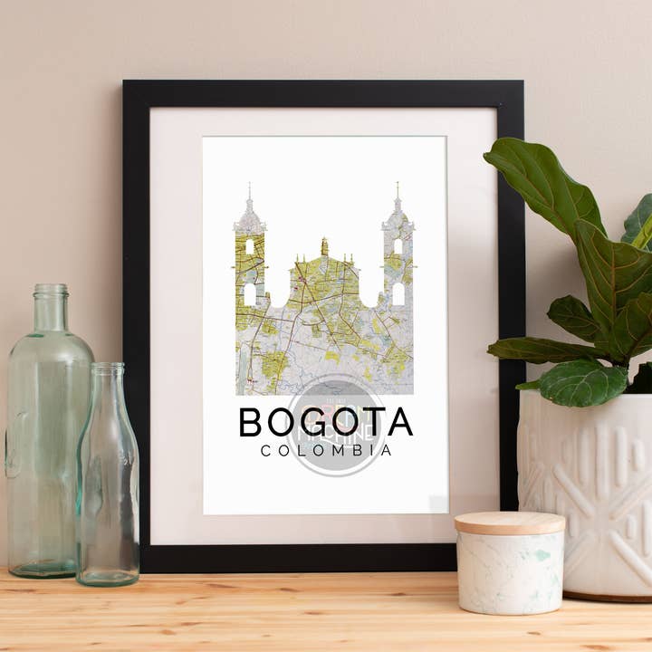 Impression de Bogota, horizon de Bogota, art de Bogota, affiche de Bogota, aquarelle de Bogota, impression d'art de Bogota, carte de Bogota, art mural de Bogota, carte d'art de la Colombie symbol16 pour la vente par DreamMachine Prints