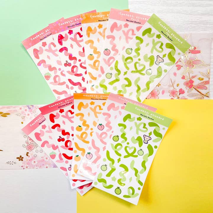 Confetti Sticker Sheets for wholesale by Heavens Studio