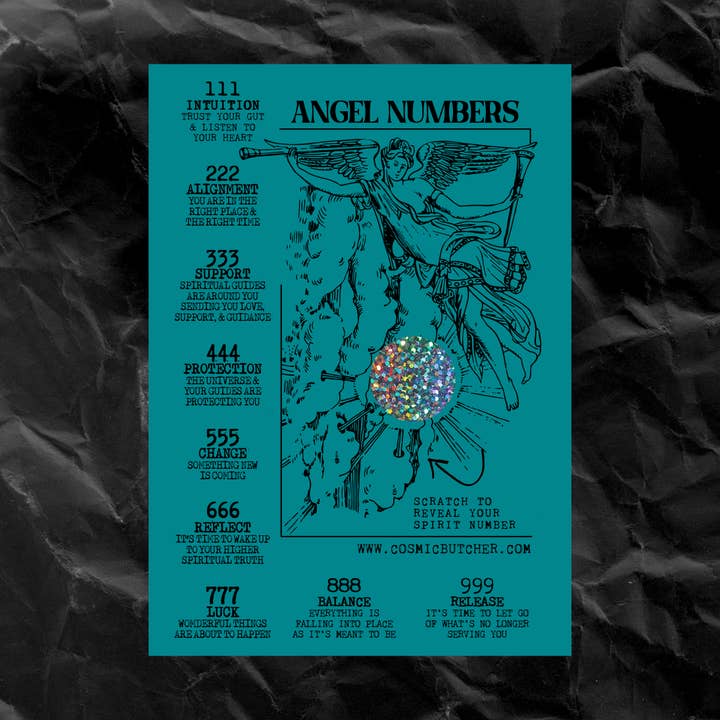 Cosmic Butcher - Vente Cartes de tarot - Carte d'affirmation de divination à gratter "NOMBRES ANGÉLIQUES"4