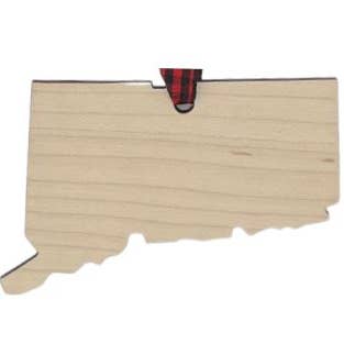 Connecticut Blank Christmas Holiday Ornament for wholesale by Woodlander Workshop
