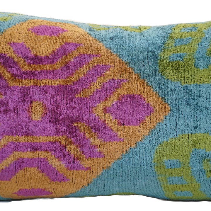 ATLANTIS GREEN DESIGN- IKAT VELVET PILLOWCASE 16"x24" for wholesale by MD Home