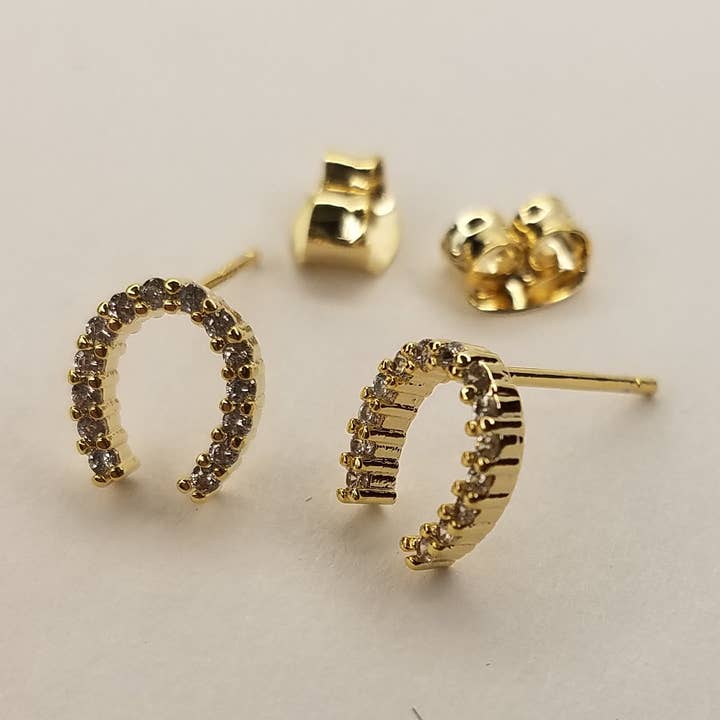 Cubic Zirconia Horse Shoe Post Earring for wholesale by BETTYOH INC