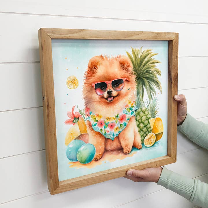 Hangout Home - Wholesale Sign - Pomeranian Summer Drink Small Canvas Sign- Funny Cocktail
