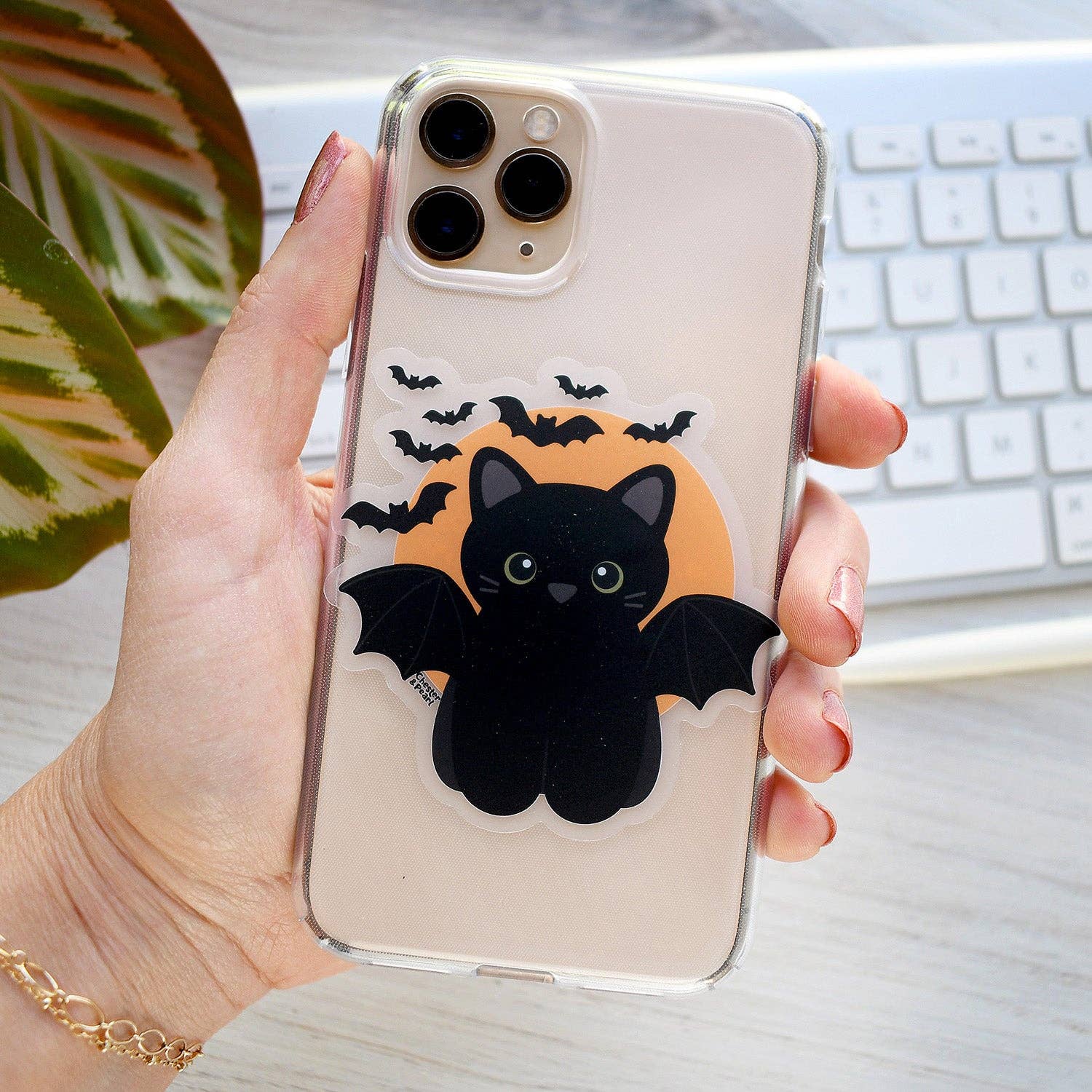 Chester and Pearl - Wholesale Sticker - Bat Cat 3-in. Halloween Vinyl Cat Sticker1