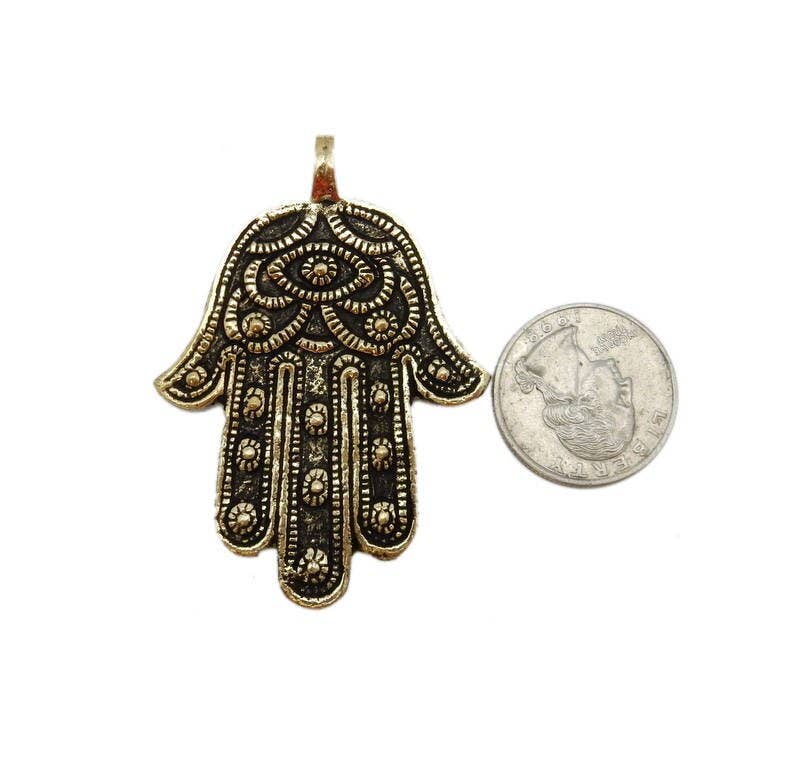 Jewelers Paradise – wholesale Hänge-/berlockhalsband – Stort Hamsa Hand Tibetanskt hänge i guld eller silver mässing3