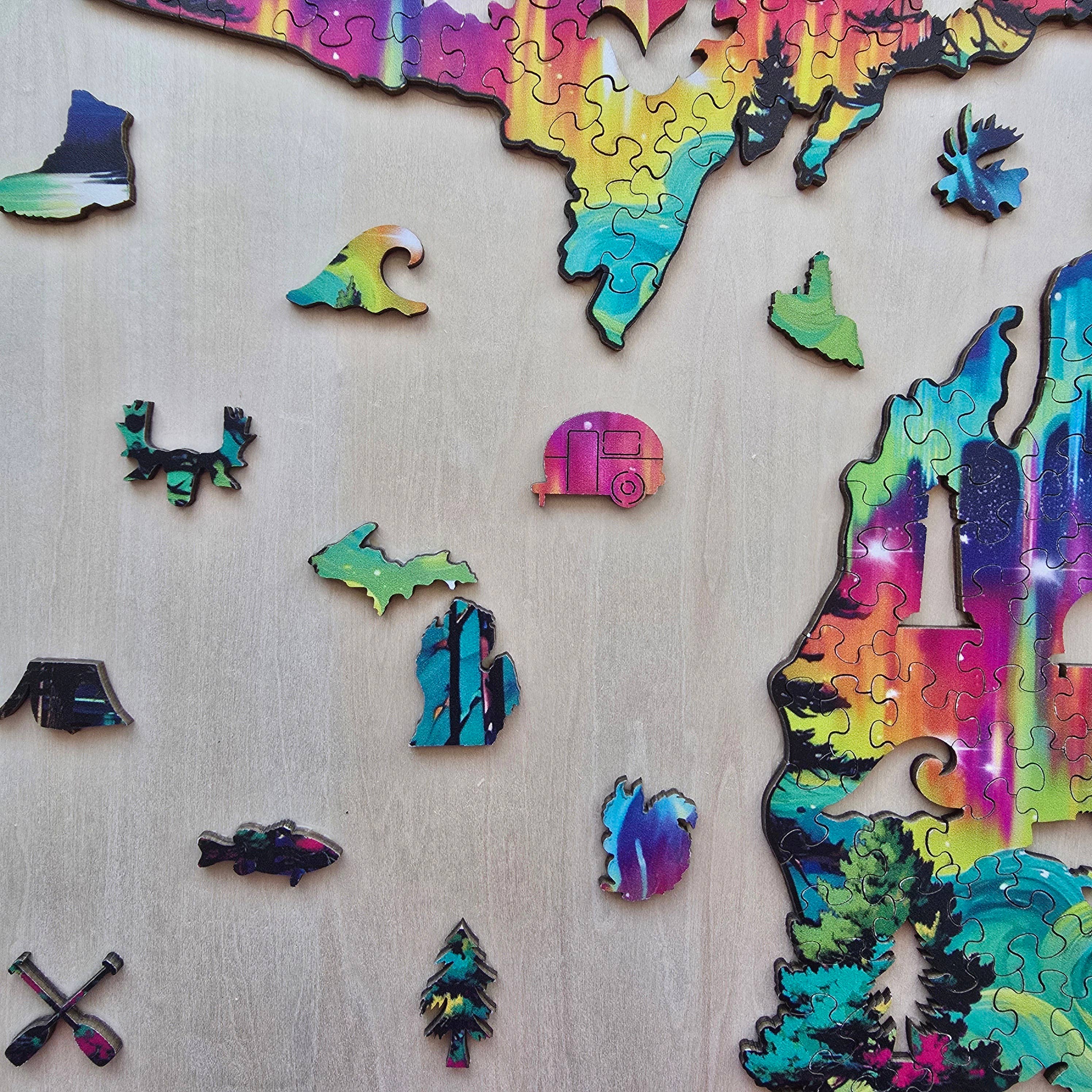 Art Factory LLC - Vente Puzzle – adulte - Puzzle en bois de l'État du Michigan6