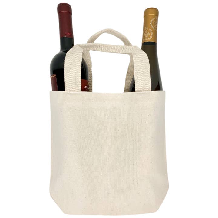 Natural Beige Two Bottle Wine Bag for wholesale on Faire
